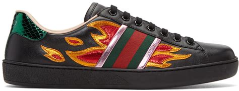 gucci sneakers black flames|black Gucci sneakers outfit.